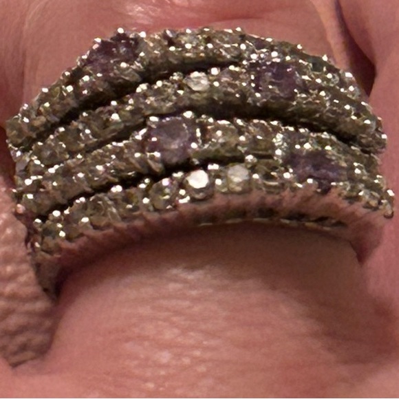 Beautiful sterling silver ring with pink n purple stones not sure if it’s real💎 - Picture 5 of 14